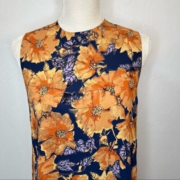 Aritzia Babaton Hopkins Blouse Floral Top Size S sleeveless front tie - Picture 7 of 12